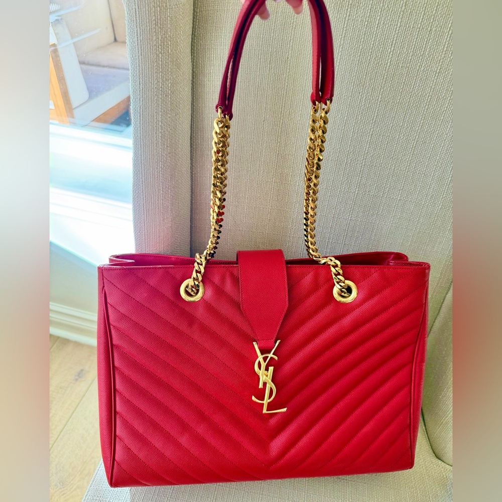 Yves Saint Laurent Red Chevron Shoulder Bag